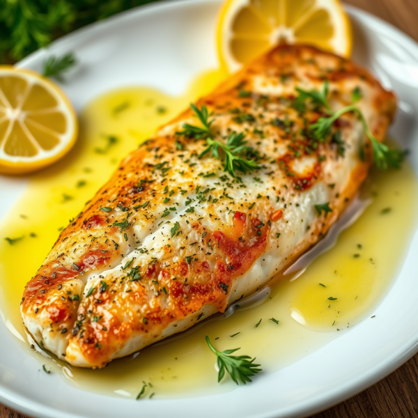 Herb-Crusted Trout with Lemon Butter Sauce