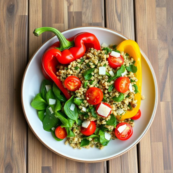 Quinoa and Spinach Stuffed Bell Peppers