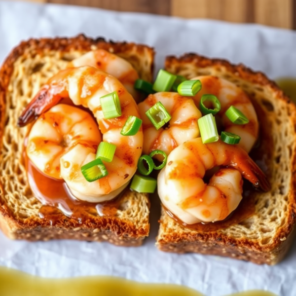 Beer-Glazed Asian Style Veggie Shrimp Toast