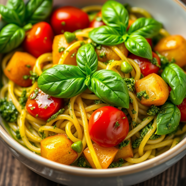 Pasta with Pesto, Tomatoes, and Potatoes