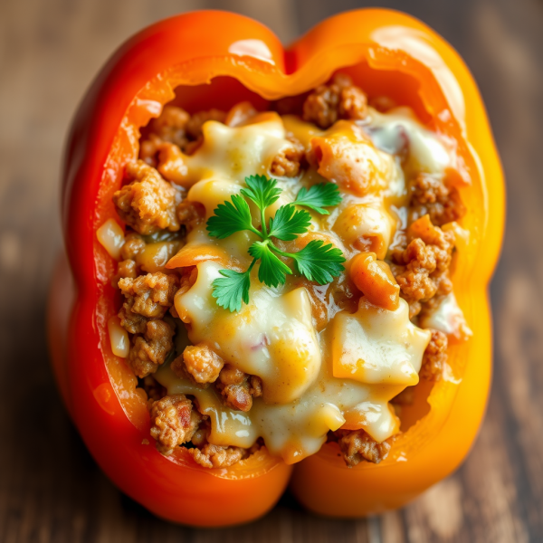 Cheesy Mincemeat Stuffed Bell Pepper