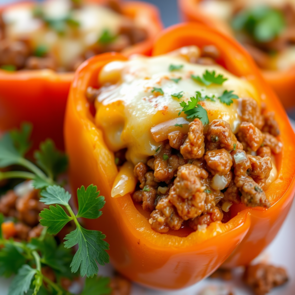 Cheesy Mincemeat Stuffed Bell Pepper