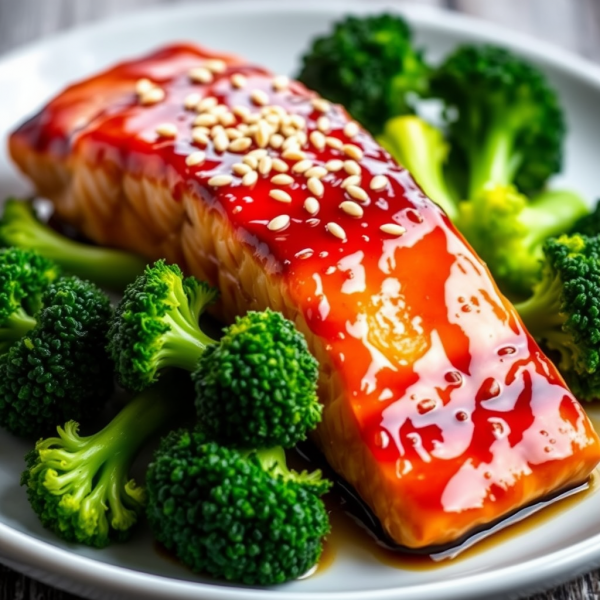 Teriyaki Salmon with Steamed Broccoli