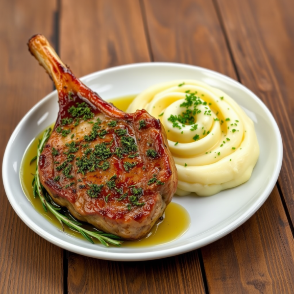 Herb-Crusted Lamb Chop with Garlic Mashed Potatoes