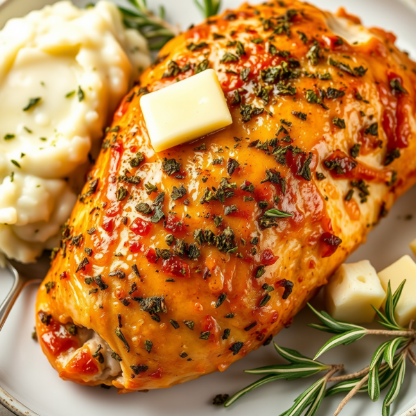 Herb-Crusted Turkey Breast with Garlic Mashed Potatoes