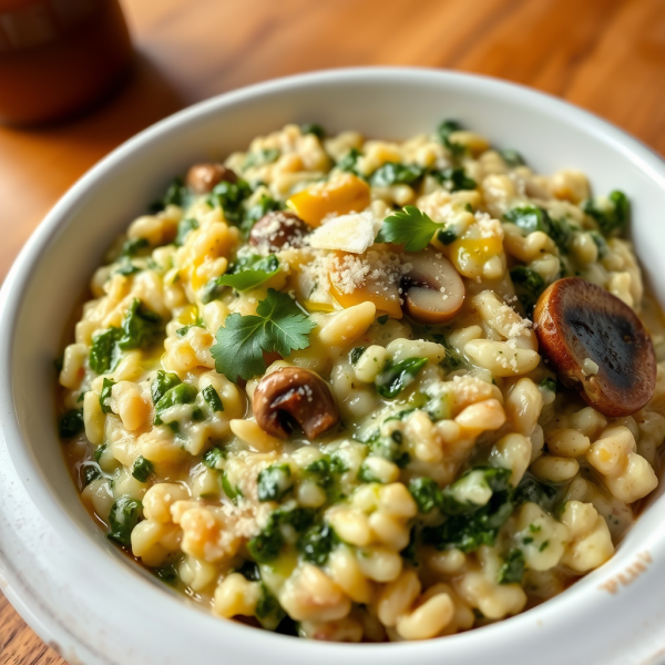 Creamy Spinach and Mushroom Risotto