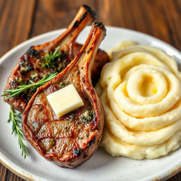 Herbed Lamb Chops with Garlic Mashed Potatoes