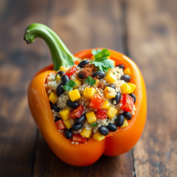 Savory Quinoa & Black Bean Stuffed Bell Pepper