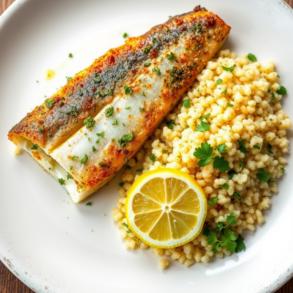 Herb-Crusted Mackerel with Lemon Couscous