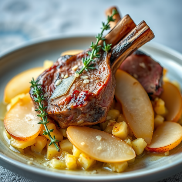 Swiss Lamb with Pear and Potato Gratin