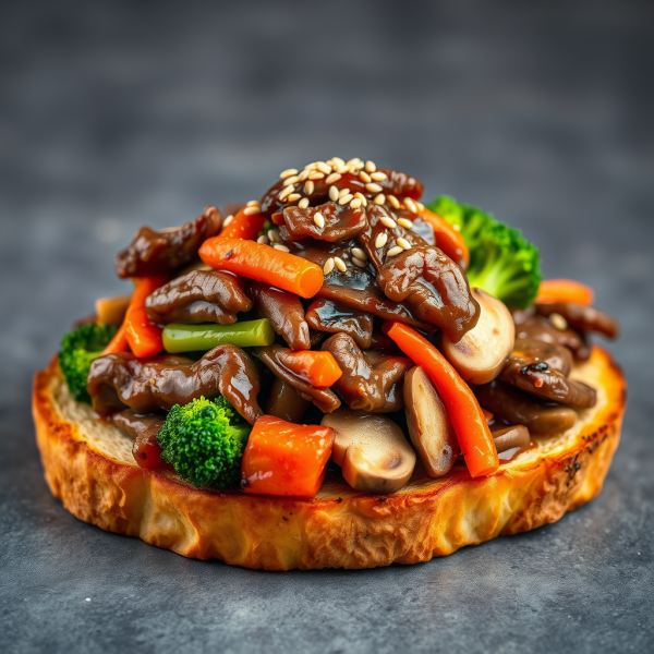 Savory Beef and Vegetable Stir-Fry on Toast