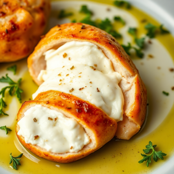 Cheesy Garlic Stuffed Chicken Breast