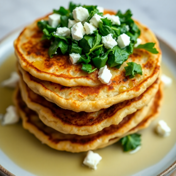 Savory Rice Flour Pancakes with Spinach and Feta