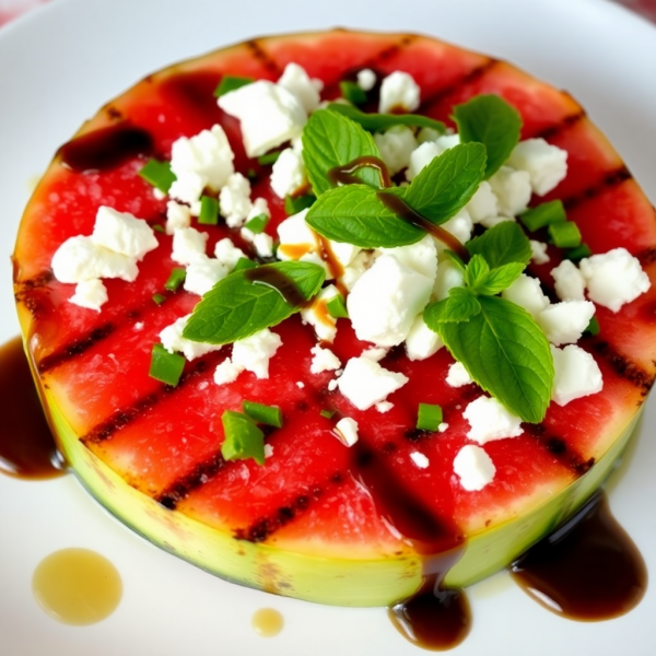 Grilled Watermelon Steak with Feta and Mint