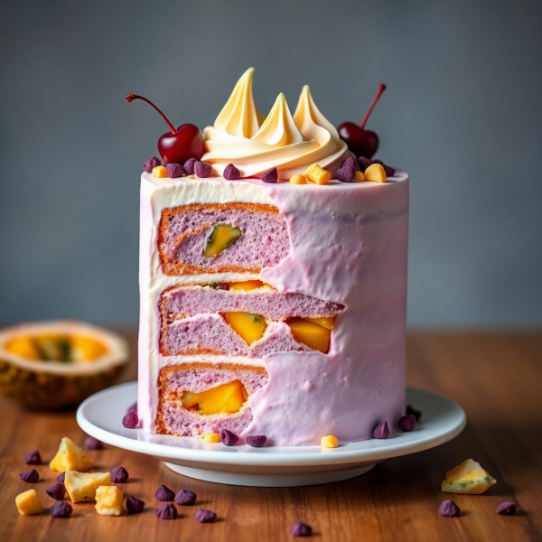 Tropical Fusion Cake with Wasabi Cream and Cantaloupe Buttercream