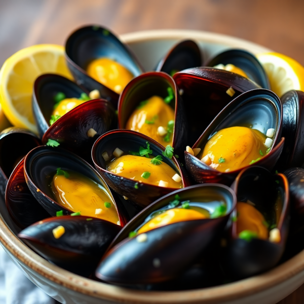 Garlic Butter Mussels with White Wine