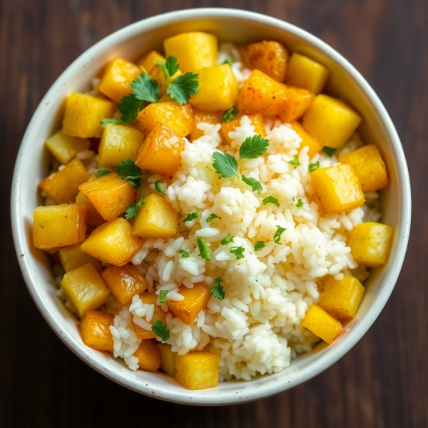 Garlic Potato Rice Bowl