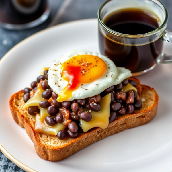 Cheesy Breakfast Bean Toast with Eggs