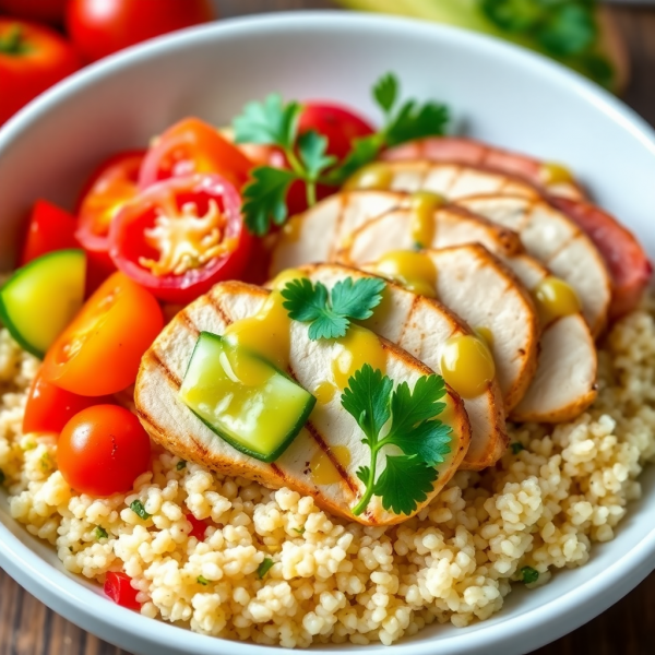 Mediterranean Quinoa Bowl with Grilled Chicken