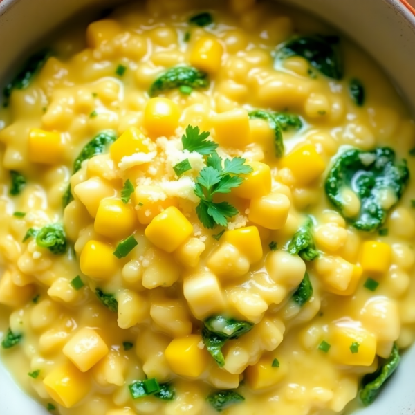 Creamy Corn and Spinach Risotto