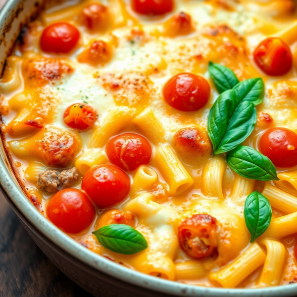 Creamy Pork and Tomato Pasta Bake