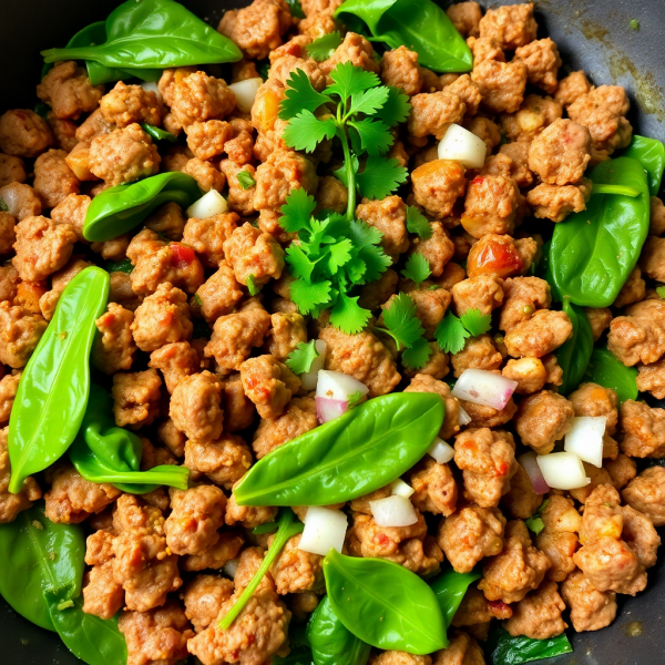 Spiced Beef and Spinach Skillet