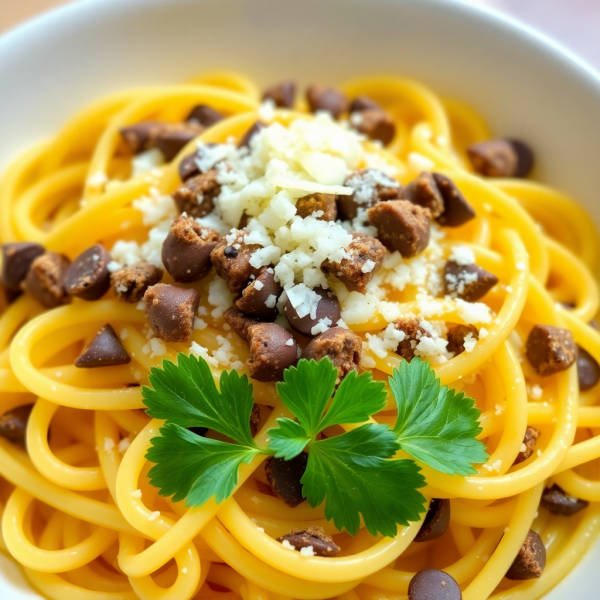 Sweet and Savory Egg Noodles with Cookie Crumble