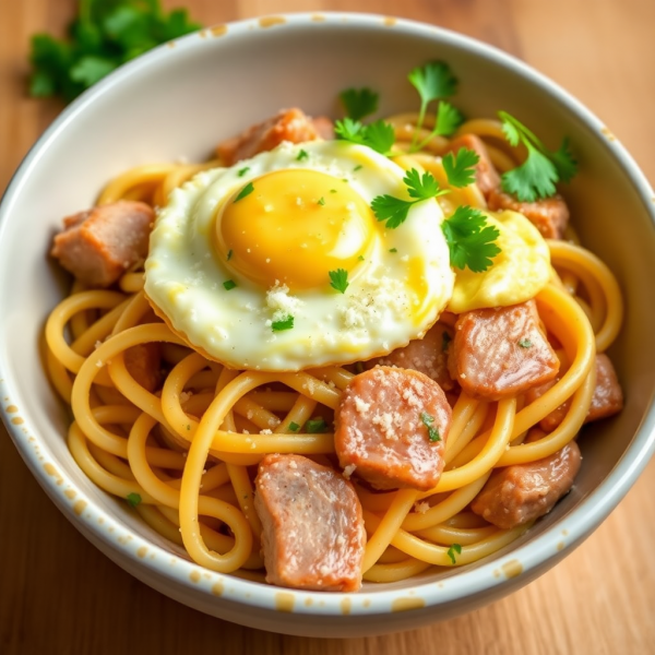 Pork and Egg Pasta Delight