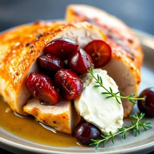 Grape and Goat Cheese Stuffed Chicken Breast