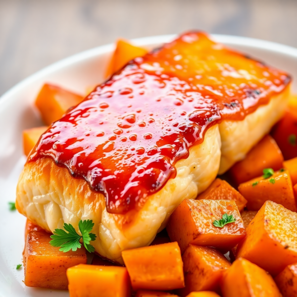 Honey-Glazed Salmon with Roasted Sweet Potatoes