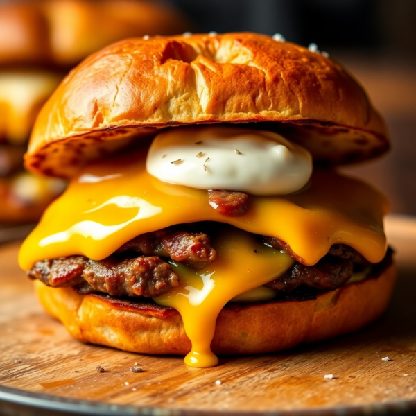 Cheesy Beef Breakfast Sandwich