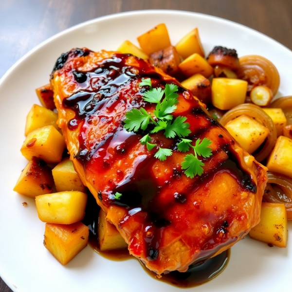 Healthy Soy-Glazed Chicken with Roasted Potatoes and Onions