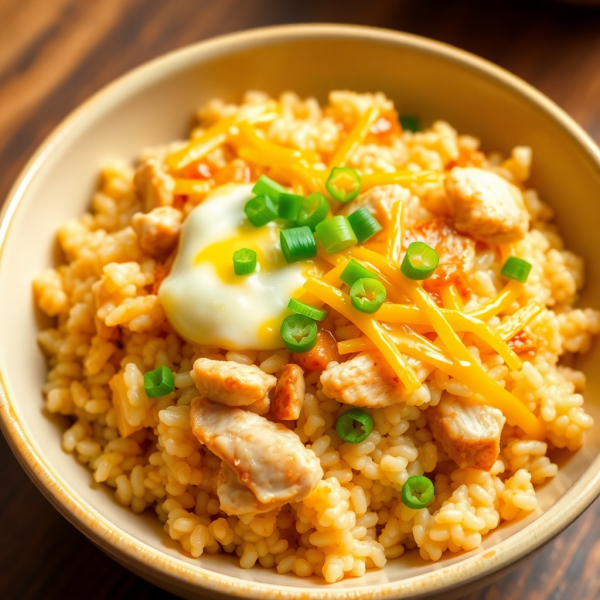 Cheesy Chicken Egg Fried Rice