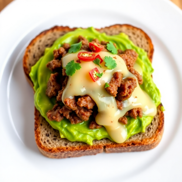 Avocado Beef Toast with Cheese