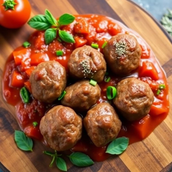 Savory Beef Meatballs with Fresh Tomato Sauce