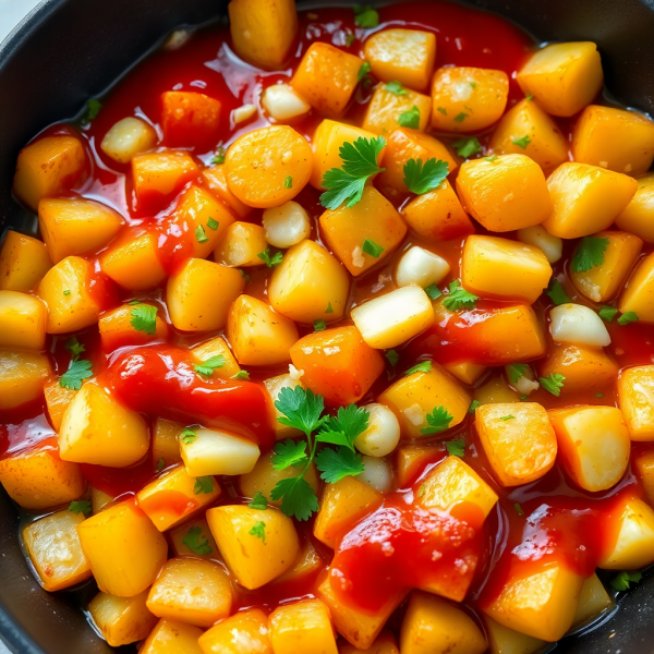 Garlic Ketchup Potato Skillet