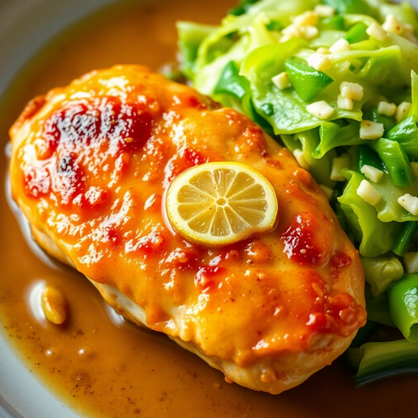 Garlic Butter Chicken with Sautéed Cabbage