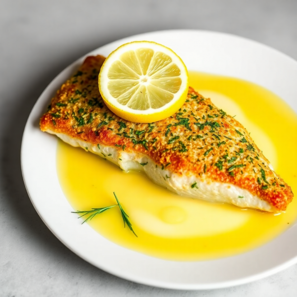 Herb-Crusted Trout with Lemon Butter Sauce