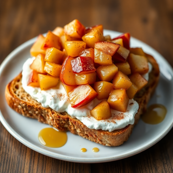 Cottage Cheese Toast with Warm Cinnamon Apples