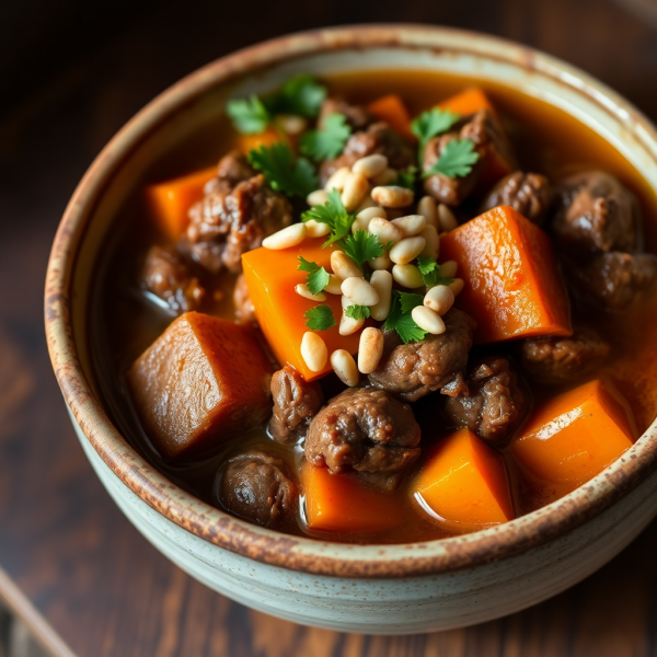 Spanish Beef and Carrot Stew with Nuts