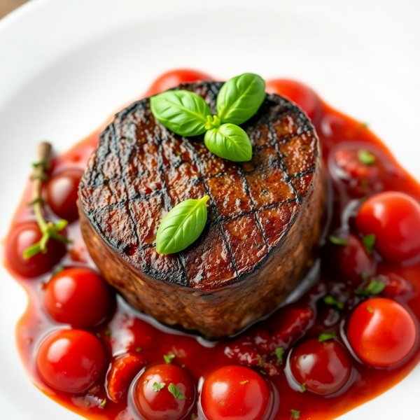 Filet Mignon with Red Wine Tomato Sauce