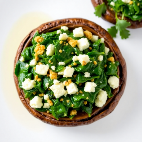 Savory Spinach and Feta Stuffed Portobello Mushrooms