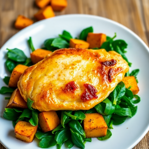 Chicken with Spinach and Sweet Potatoes