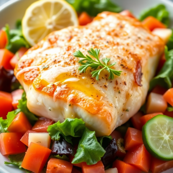 Garlic Robalo with Fresh Salad