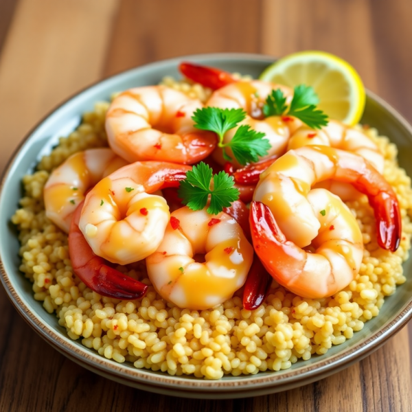 Spicy Lemon Garlic Shrimp with Quinoa