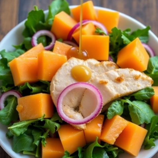 Cantaloupe and Chicken Salad with Honey-Lime Dressing