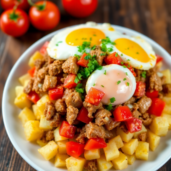 Savory Pork and Egg Hash