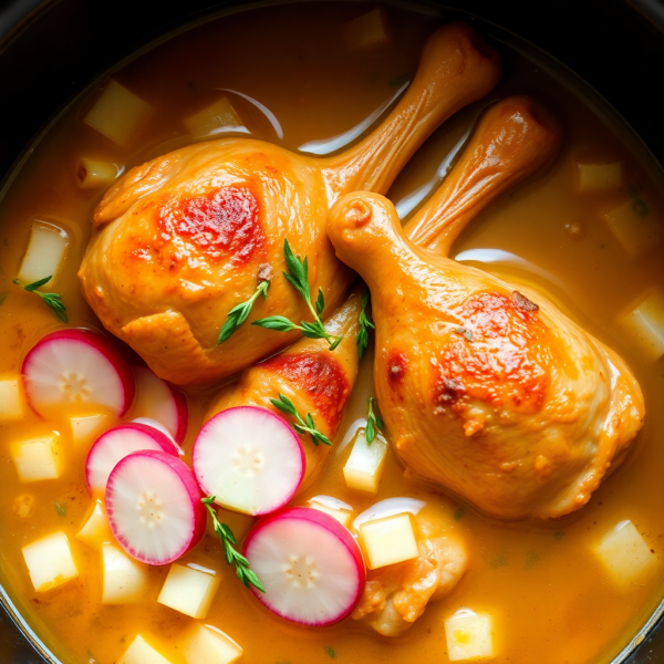 Slow Cooker Chicken Drumstick Soup with Radish