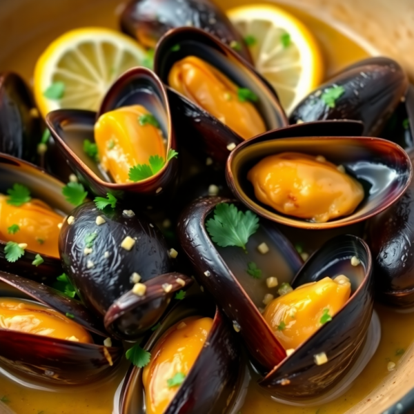 Garlic Butter Mussels with White Wine