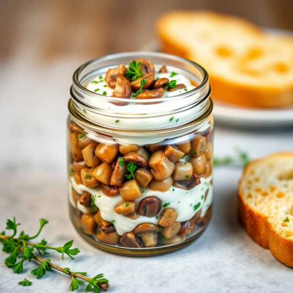 Creamy Mushroom and Herb Jar Appetizer